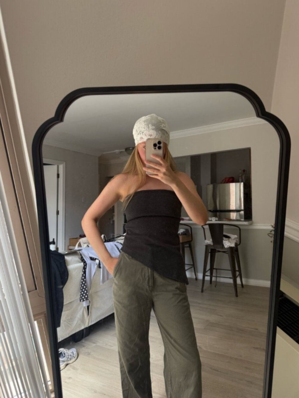 Zara Dark Gray Asymmetric Hem Strapless Top